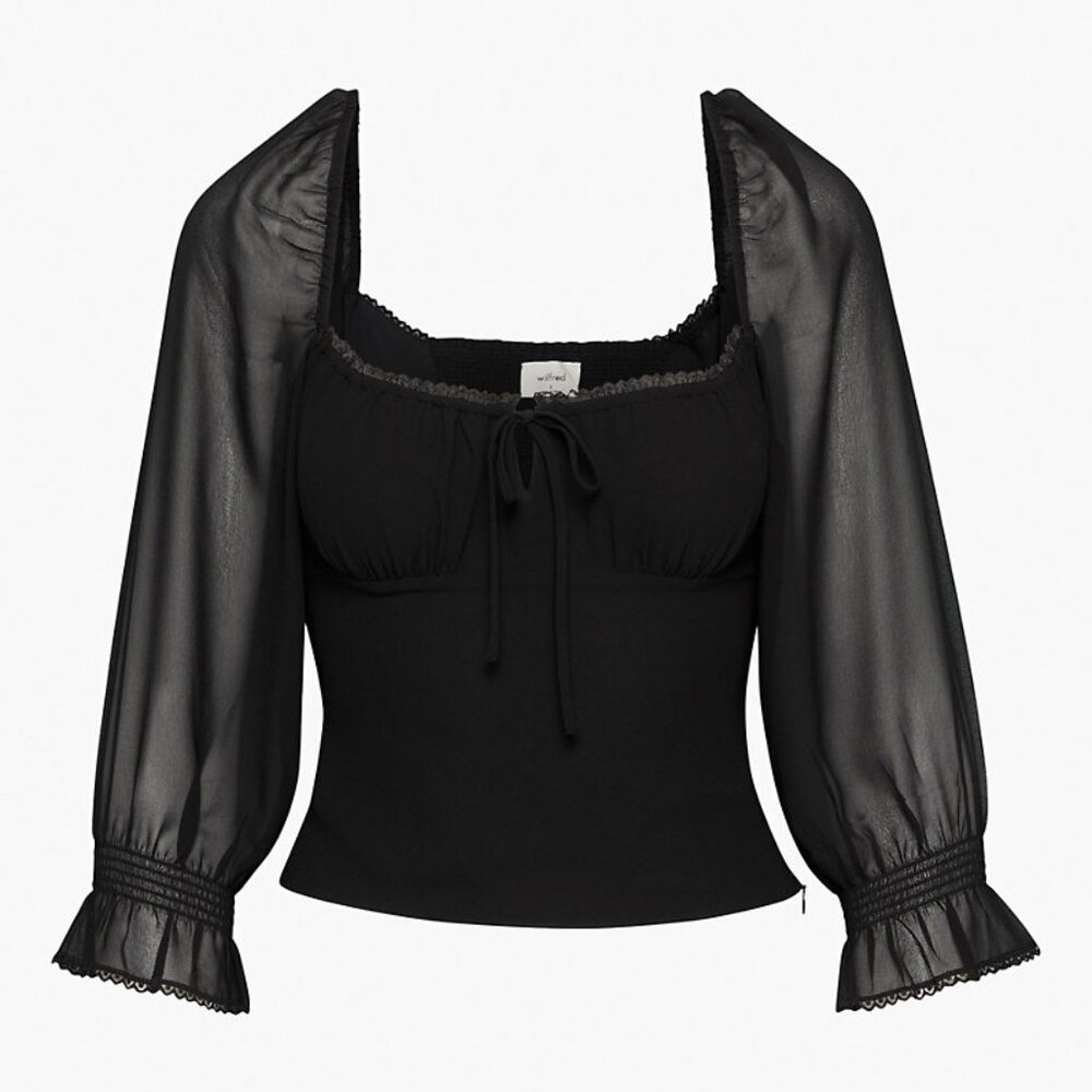 Aritzia Wilfred Duke Blouse, Black, Size XS
